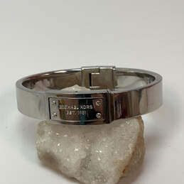 Designer Michael Kors Silver-Tone Round Shape Hinged Bangle Bracelet