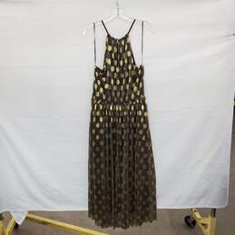 Sunday In Brooklyn Black & Gold Polka Dot Metallic Halter Maxi Dress WM Size L