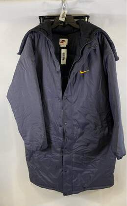 Nike Mens Blue Vintage Long Sleeve Full Zip Pockets Hooded Coat Size Large