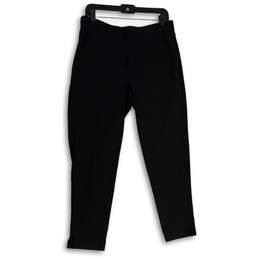 Womens Black Elastic Waist Slash Pocket Pull-On Ankle Pants Size 10