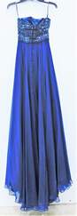 Royal Blue Chrome Beaded Ball Gown Womens SZ 00 image number 2