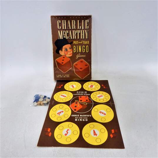 VINTAGE 1938 EDGAR BERGEN'S 'CHARLIE McCARTHY PUT AND TAKE BINGO GAME', COMPLETE image number 1