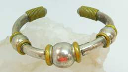 Taxco Mexico 925 & Brass Modernist Balls & Coils Chunky Cuff Bracelet alternative image