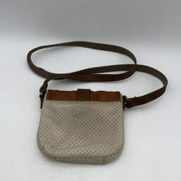 Womens Brown Beige Leather Inner Zip Pocket Magnetic Snap Crossbody Bag alternative image