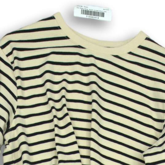 Zara Womens Beige Black Striped T-Shirt Long Sleeve Size M image number 3