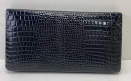 Black Genuine Croc Leather Bifold Evening Clutch Bag