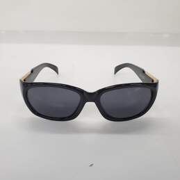 Escada Black with Gold Accent Rectangular Frame Blue Lens Sunglasses