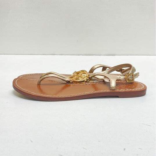 Tory Burch Violet Crystal Logo Metallic Silver Thong Sandals Women's Size 5.5M image number 3
