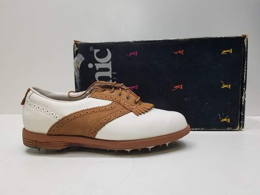 Etonic Stabilites Tan White Lace Up Golf Shoes Size 9M image number 1