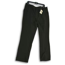 NWT Anne Klein Womens Black Flat Front Slash Pocket Straight Leg Dress Pants 16