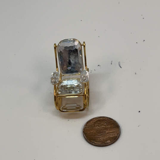 Designer Swarovski Gold-Tone Clear Crystal Cut Stone Rocking Chair Figurine image number 2