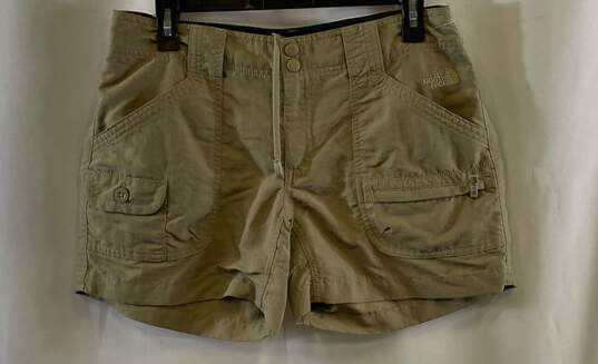 The North Face Womens Khaki Flat Front Pockets Paramount Cargo Shorts Size 8 image number 1