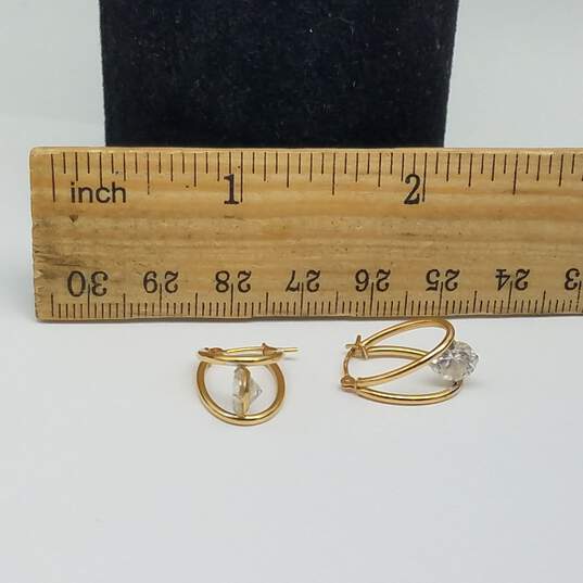 14k Gold Double Hoop Cubic Zirconia Earrings 1.7g image number 6