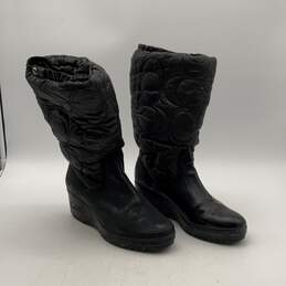 Coach Womens Black Round Toe Quilted Wedge Heel Pull-On Winter Boots Size 9B alternative image