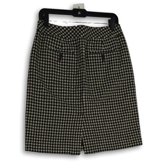 Womens White Black Plaid Slash Pocket Straight & Pencil Skirt Size 2 P image number 2