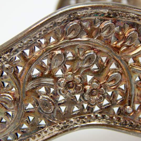 Artisan 925 Floral Scrolled Repousse Wavy Statement Cuff Bracelet image number 5