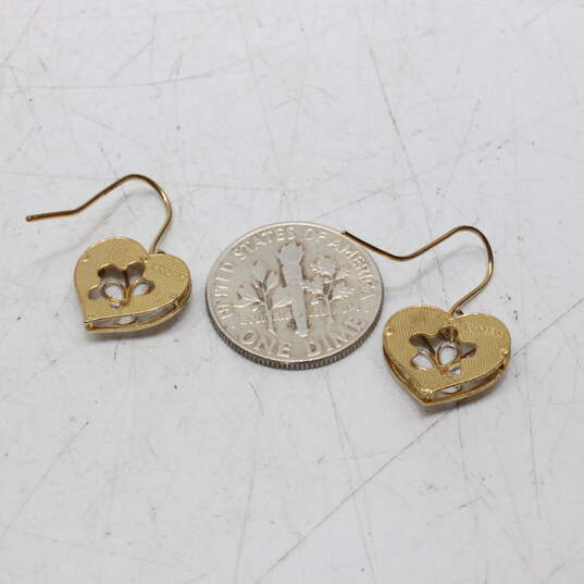 14K Yellow & White Gold Heart Earrings-1.2g image number 3