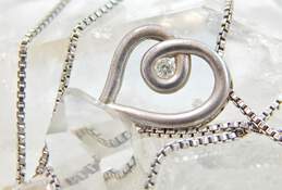 Kirsten Severin 925 0.10 CT Round Diamond Heart Pendant Necklace 5.2g