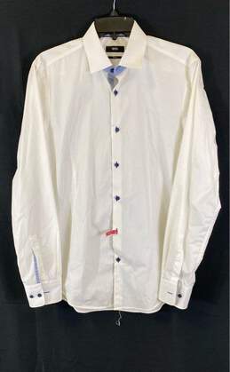 Hugo Boss Mens White Cotton Slim Fit Long Sleeve Button-Up Shirt Size 15.5