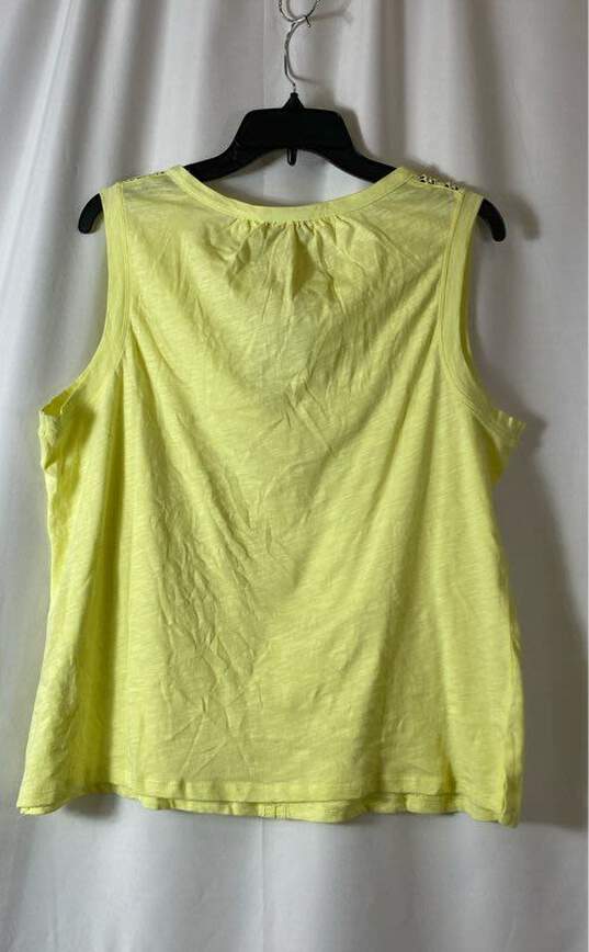NWT Rafaella Womens Lemon Yellow Cotton Sleeveless Split Neck Tank Top Size XL image number 2