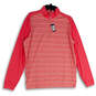 NWT Womens Pink Striped Mock Neck Long Sleeve Pullover Sweatshirt Size M image number 1