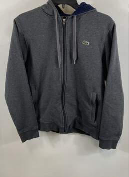 Lacoste Mens Gray Heather Drawstring Long Sleeve Pockets Full Zip Hoodie Size M