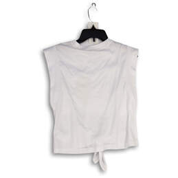 NWT Womens White Crew Neck Sleeveless Knotted Pullover T-Shirt Size S alternative image