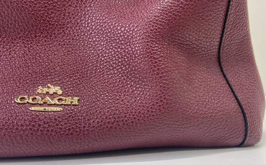COACH Edie Burgundy Pebbled Leather Satchel Bag image number 7