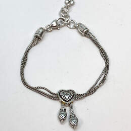 Designer Brighton Silver-Tone Multistrand Chain Heart Charm Bracelet alternative image