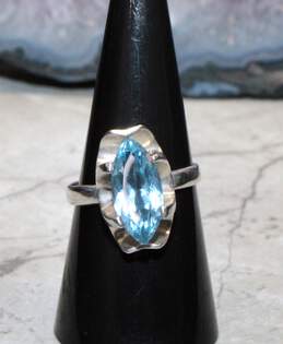 Taxco Sterling Silver Marquise Cut Light Blue Topaz Ring Size 8.5 alternative image