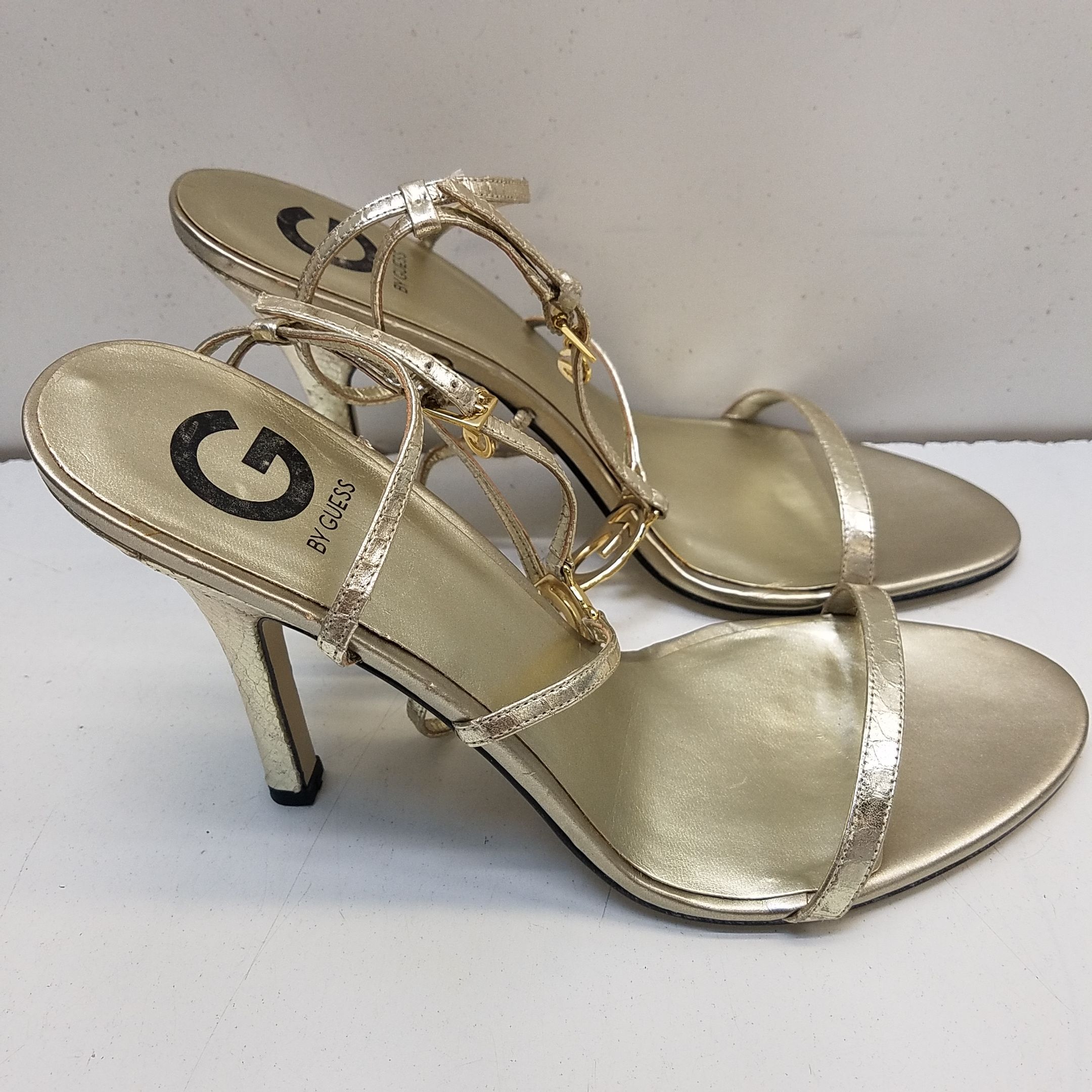 G by Guess caged suede beige heels pumps stilleto size 7.5 | eBay