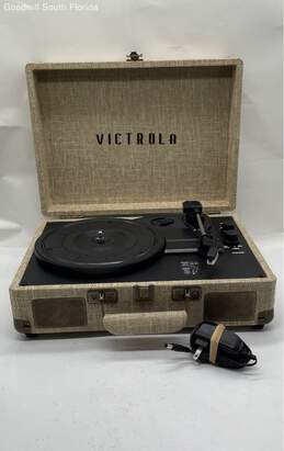 Powers On With Power Cord Victrola Record Player In Cream Case
