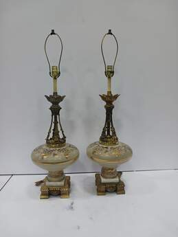 Set of 2 Vintage Glass Lamps