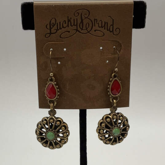 Buy the Designer Lucky Brand Gold-Tone Rhinestone Petal Of Peace Drop  Earrings