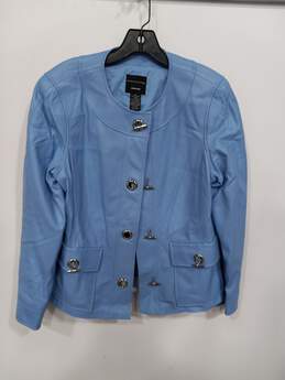 Doncaster Collection Women's Light Blue Leather Jacket Size 12