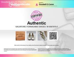 Authentic Salvatore Ferragamo Womens White w/ Gold Tone Chain Flats Size 8.5 alternative image