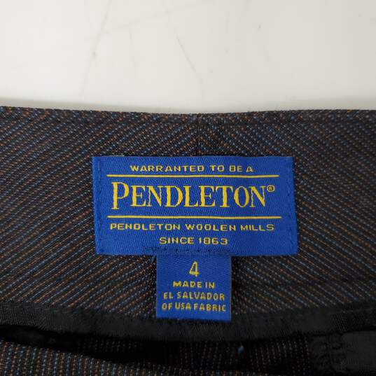 VTG Pendleton WM's Lightweight Dark Brown & Blue Pin Stripe Linen Trousers Size 4 image number 3