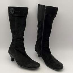 La Canadienne Womens Black Side Zip Tall High Heel Knee High Boots Size 11