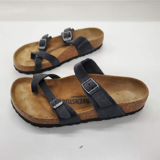 Birkenstock Women's Mayari Black Leather Toe Loop Slide Sandals Size 4 image number 2