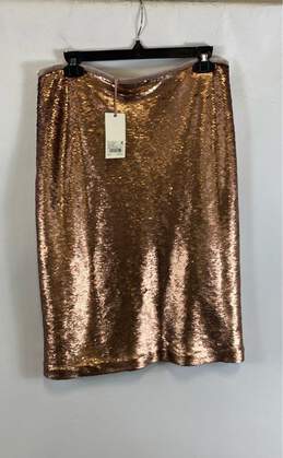 NWT Alex Marie Womens Portia Rose Gold Sequin Zip Straight & Pencil Skirt Size 8