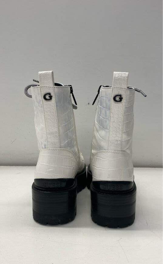 Guess Embossed Fearne Combat Boots White 7.5 image number 4