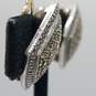Sterling Silver Marcasite 20.2mm Clip-On Earrings 13.5g image number 3