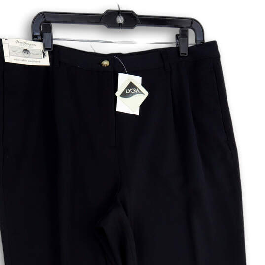 NWT Womens Black Pleated Slash Pocket Straight Leg Dress Pants Size 16p image number 3
