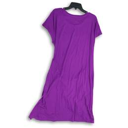 NWT DKNY Jeans Womens Purple Front Knotted Short Sleeve Midi T-Shirt Dress XL alternative image