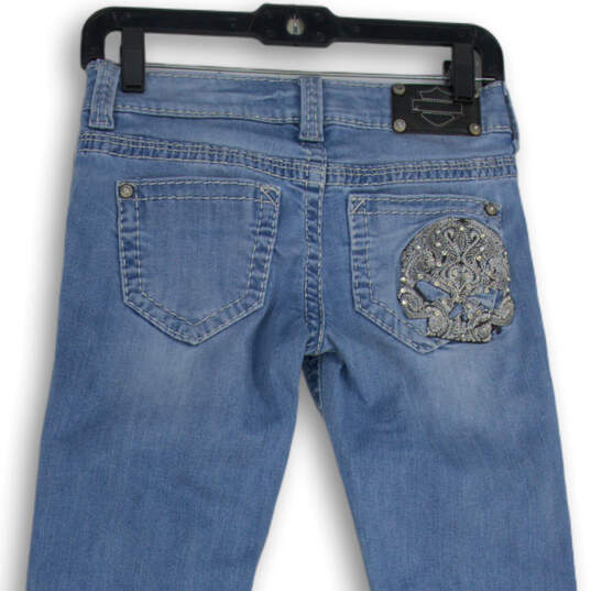 Womens Blue Denim Medium Wash 5 Pocket Design Straight Leg Jeans Size 2 image number 4