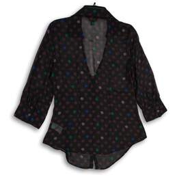 NWT Womens Multicolor Polka Dot Spread Collar Button Front Blouse Top Sz M alternative image