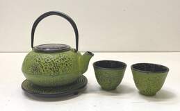 Cast Iron Green Bamboo Design Tea for 2 infuse Brewing Tea Pot