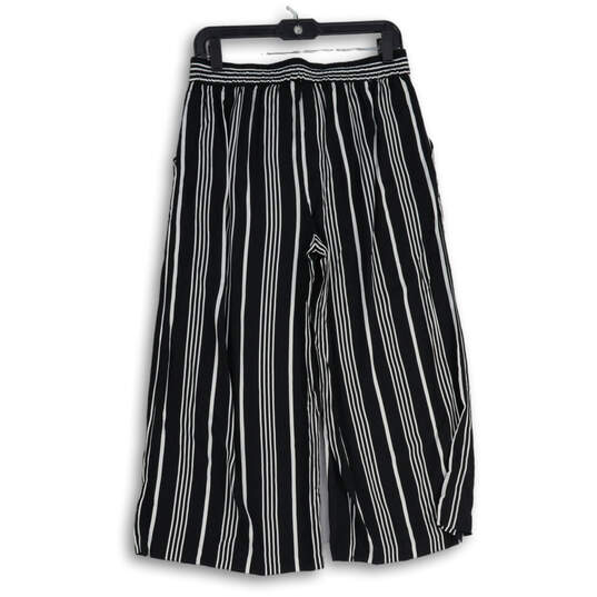 NWT Womens Black White Striped Slash Pocket Wide Leg Ankle Pants Size M image number 2
