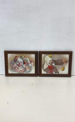 Lot of 2 Clown Prints for Gallery Wall by Arthur Sarnoff 1979 Vintage Framed