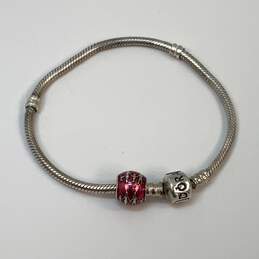 Designer Pandora 925 Sterling Silver Snake Chain Round Shape Bracelet w/ Charm alternative image
